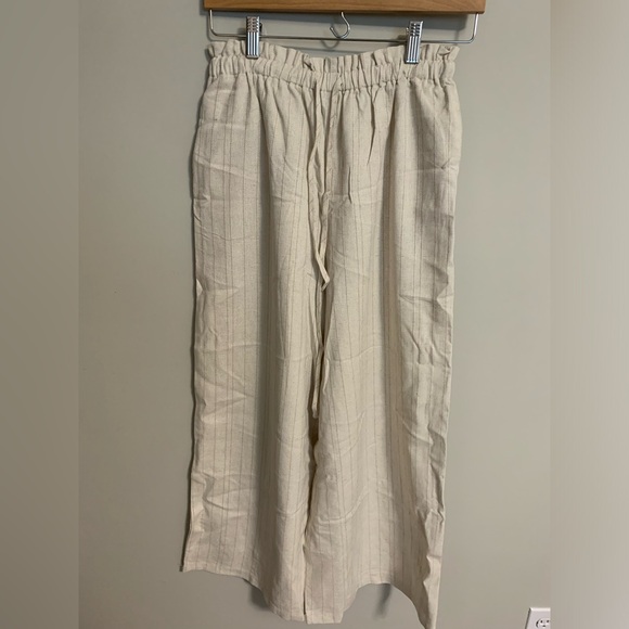 Princess Polly “Shirley” Linen Wide Leg Pants - Beige - Picture 1 of 3